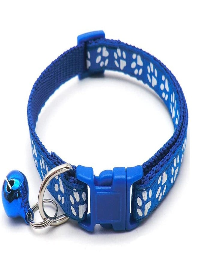 Pups&Pets Pets paw Print Neck Collar | Adjustable Attractive Collar with Sound Ball | Cute Collar for Puppies, Small Dogs & Cats - 1Pcs (Small - 15MM, Blue) - Image 2